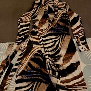 Calvin Klein Multi-Color Abstract Wrap Maxi Dress